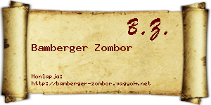 Bamberger Zombor névjegykártya